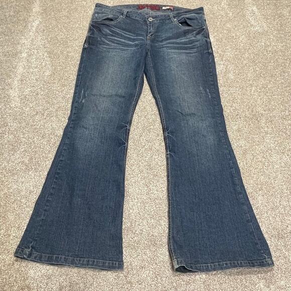y2k vtg grunge festival boho streetwear Bongo Flare jeans sz 15 cowgirl rodeo - Picture 2 of 12